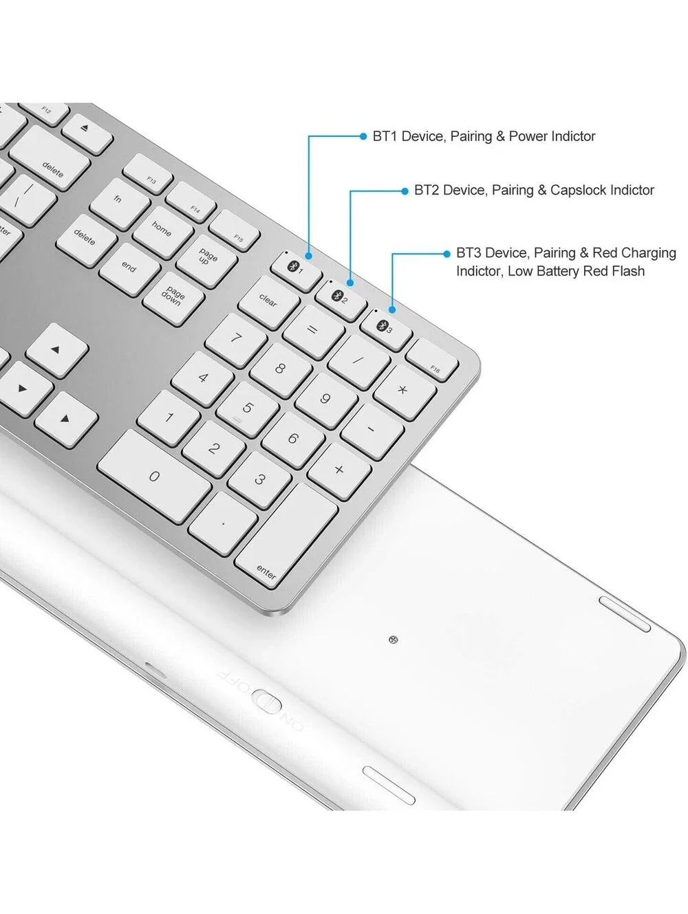 Omoton KB515 Full Size Wireless Keyboard White